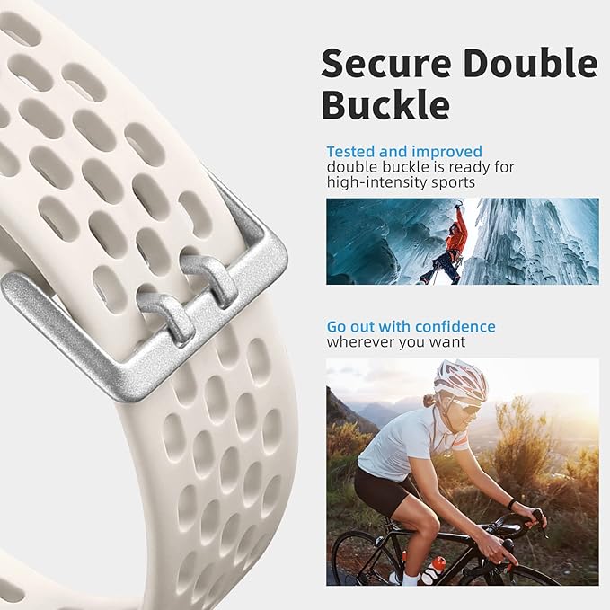 Replacement Bands Compatible with Fitbit Charge 5/ Charge 6 for Women Men, Soft Breathable Waterproof Sport Adjustable Wristbands for Fitbit Charge 5/ Charge 6 Advanced Fitness Tracker, Lunar White