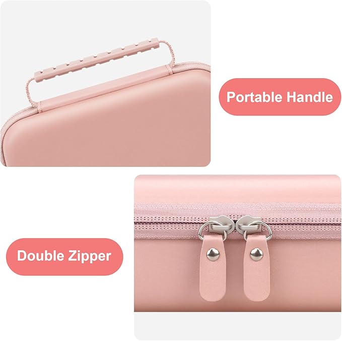 Canboc Travel Carrying Case for Asthma Inhaler, Handheld Spacer for Adults and Kids, Masks, Hard Inhaler Case with Mesh Pocket fit Medicine and Other Essentials, Rose Gold (CASE ONLY)