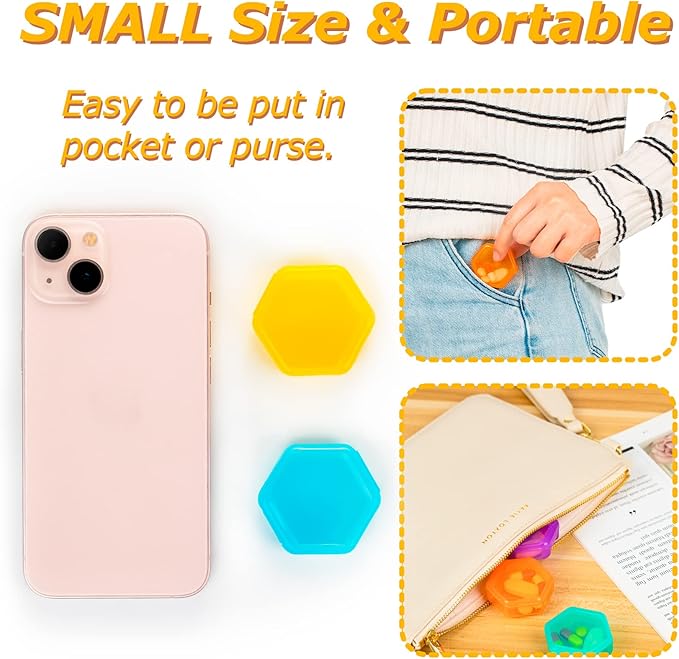 Small Pill Organizer, 7 Packs Travel Pill Box Portable 7 Day BPA Free Mini Pill Organizer for Pocket Purse Briefcase Travel Pills Medicine Cod Liver Oil Storage Box