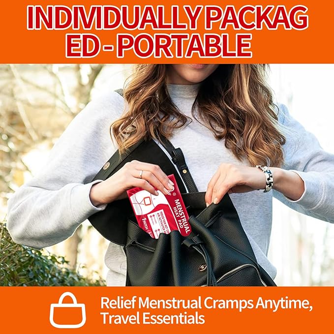 Heat Patches for Menstrual Cramp Relief, Adhesive Heating Patches for Period Cramps, Portable Instant Hot Packs, Travel Size Heat Pads on Cruise- 10 Packs