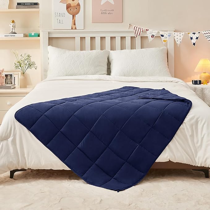 yescool Navy Weighted Blanket 3 Pounds Cooling Weighted Lap Blanket, Heavy Blanket for Sleeping, Weighted Throw Blanket Gifts for 20-40lbs, 36"x48"
