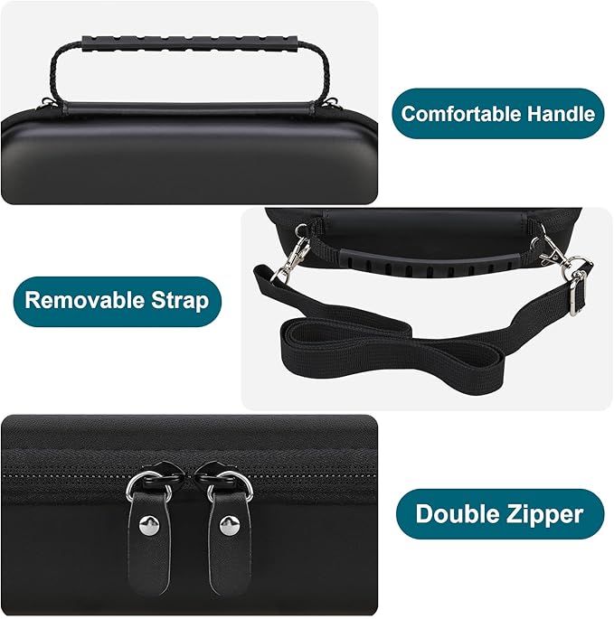 Canboc Carrying Case for Asthma Inhaler, Handheld Spacer for Adults, Mask, Inhaler Spacer Bag with Removable Shoulder Strap, Mesh Pocket fit Medicine or Other Essentials, Black (Case Only)