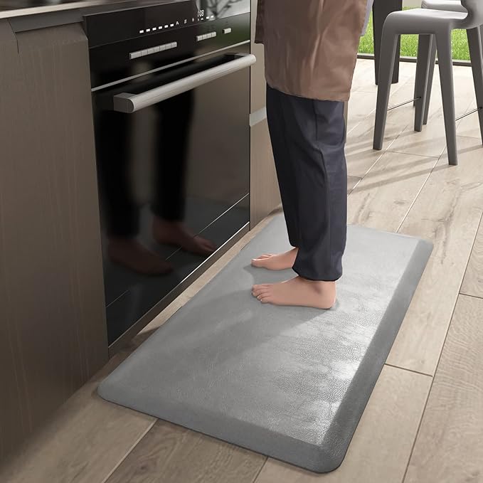 Color&Geometry Anti Fatigue Floor Comfort Mat 3/4 Inch Thick 24"x70" Perfect for Standing Desks, Kitchen Sink, Stove, Dishwasher, Countertop, Office or Garage, Light Grey