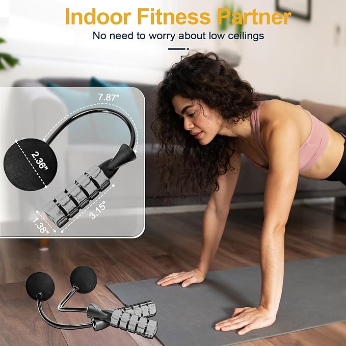 2 in 1 Jump Rope for Women Men and Kids - Tangle-Free Cordless Skipping Jump Rope with Ball Bearings and Foam Handles for Rapid Speed Fitness Workouts