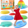 Balance Board & Stepping Stones for Kids - 2-in-1 No-Slip Turtle Stepping Stones and Balance Board for Toddler Balance & Obstacle Course, for 3 4 5 6 Year Old Kid Indoor & Outdoor Play