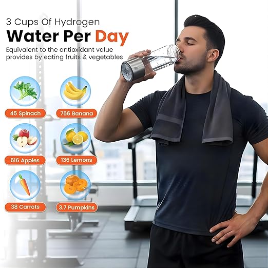 2026 Hydrogen Water Bottle, Up to 3100 PPB in 3 Mins, SPE PEM Tech, 1500mAh Rechargeable Portable Hydrogen Water Bottle, 420ml/14OZ for Travel, Gym, Home, Office, Daily Use | Gift for Family & Friends