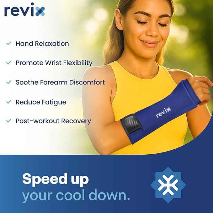 REVIX XL Wrist Ice Pack for Hand - Reusable Cold Pack Wrap with Full-Length Coverage for Hand, Thumb & Forearm, Easy-On Hands Ice Pack Sleeve for Daily Comfort & Post-Workout Recovery