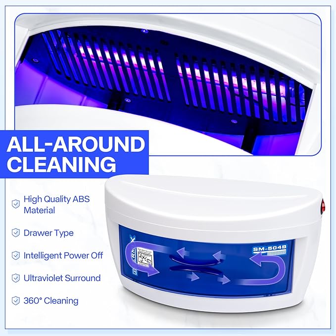 Sterilizer For Nail Tools,LXIANGN Large Capacity 8 W Multipurpose Nail Tools Cleaning Box Nail Sterilizer Cabinet Drawer For Barber Cutting Scissors Nipper Nail Art Tool
