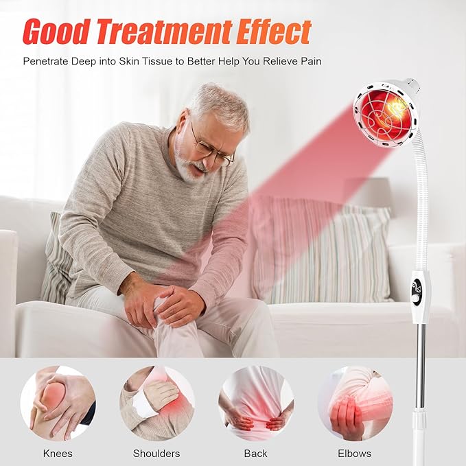 275W 110V Infrared Therapy Heat Lamp, Upright Far-Infrared Heat Therapy Lamp, for Relieving Joint Pain and Muscle Soreness