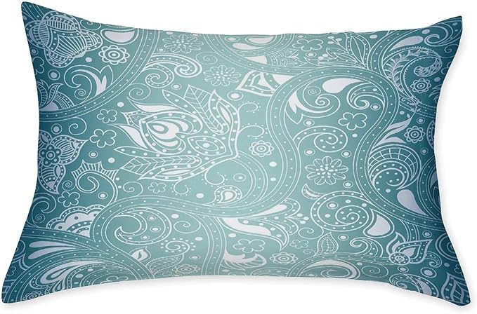 XISUNYA Decorative Fitted Sheet Set Queen Size, Aqua Deep Pockets Fitted Sheet & 2 Pillow Sham Set(No Flat Sheet), Vintage Abstract Design Indian Floral Leaf Printed Microfiber Bedding 3pc Set