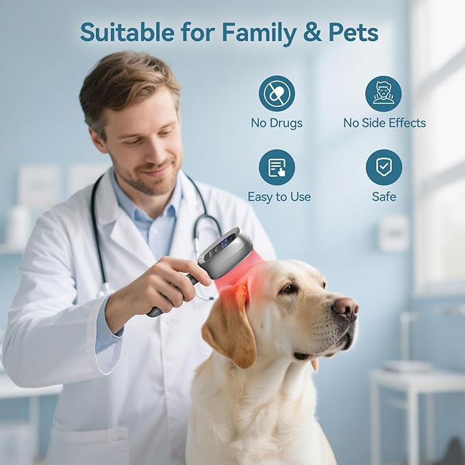 Red & Near Infrared Light Therapy Wand with Stand – Handheld Dual-Wavelength 4×808nm & 34×650nm, Rechargeable Cold Red Light Therapy Device for Home Wellness and Pet Use