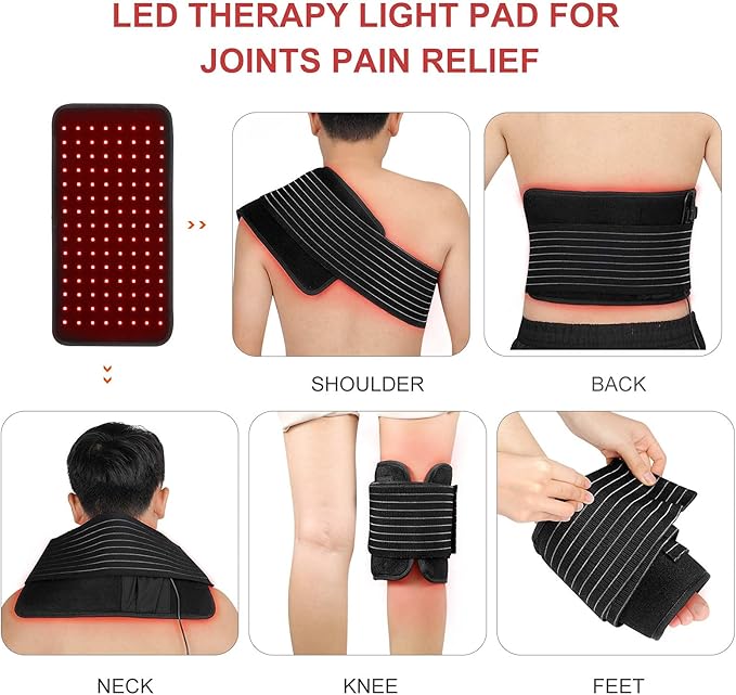 LOVTRAVEL New 660nm LED Red Light and 850nm Near Infrared Light Therapy Devices Large Pads Wearable Wrap for Pain