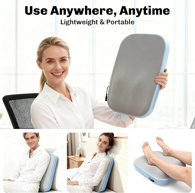 Solucky Back Massager for Pain Relief Deep Tissue, Back Massager with Heat, Deep Kneading Massage for Back, Adjustable Intensity & Dual Modes, Red Light Heating Therapy, 12V Corded for Home & Office
