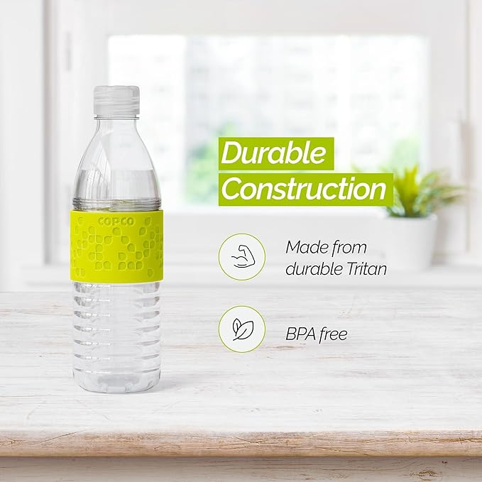 Copco Hydra 16.9 oz Water Bottle – Leak Proof, Tritan Durable, BPA Free, Dishwasher Safe, Twist Open Body for Ice & Easy Cleaning, Silicone Non-Slip Grip, Portable for Gym & Office (Lime Green)