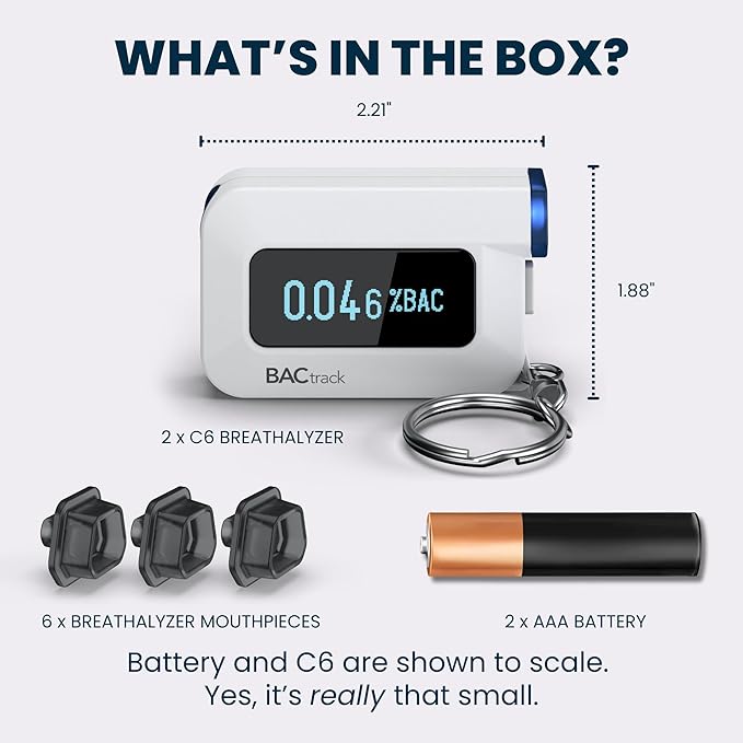 BACtrack C6 Keychain Breathalyzer (2 Pack) | Professional-Grade Accuracy | Optional Smartphone Connectivity | Compatible w/Apple iPhone & Android Devices | Apple HealthKit Integration