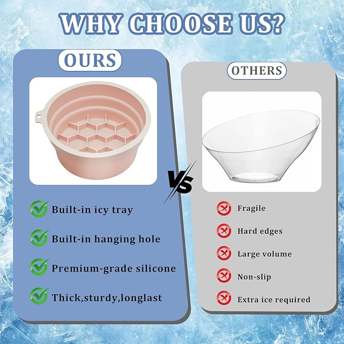 2-in-1 Silicone Face & Drink Ice Bowl - Collapsible Cryotherapy Mold for Facial Icing & Beverage Chilling, Portable Cold Plunge Basin Reduces Puffiness & Cools Drinks (Pink)