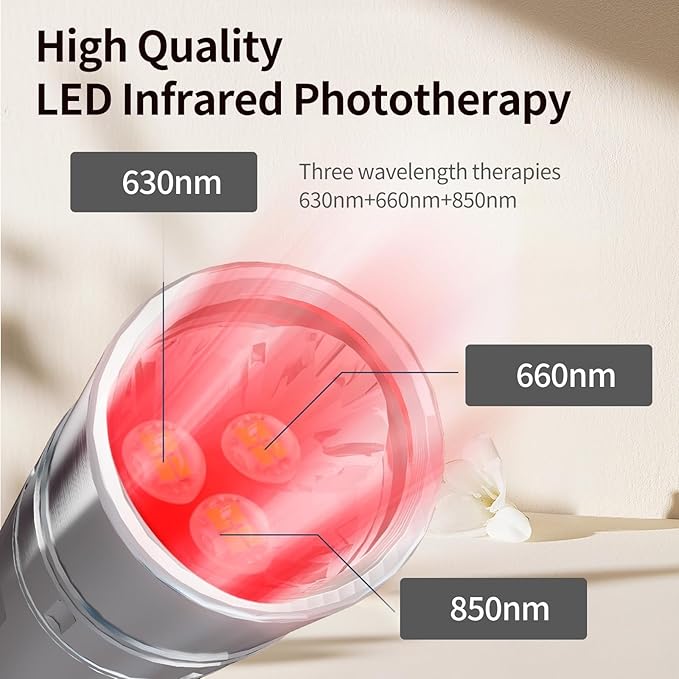 Infrared & Red Light Therapy Torch for Body, Joints, Muscles Pain Relief, Portable Red Light Therapy Wand at Home, 3 LEDs of 630nm, 660nm, 850nm