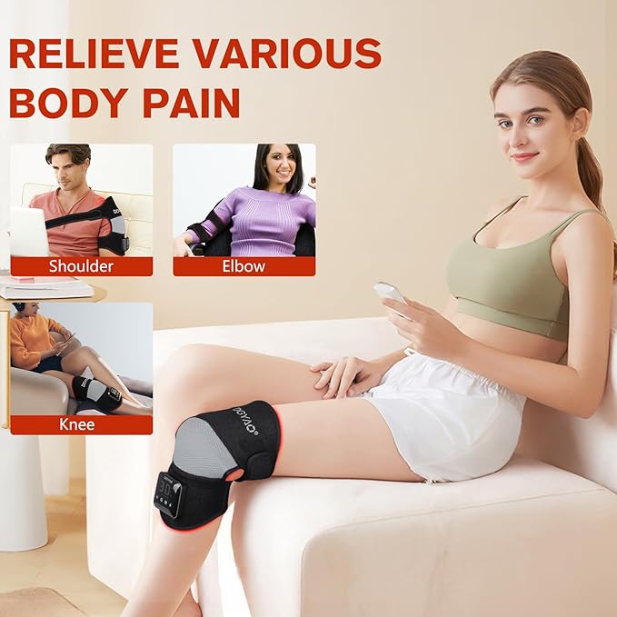 Cordless Red Light Therapy for Knee Joint Warp Portable Infrared Light Device for Knee Elbow Pain Muscle Relief Recovery 660nm and 850nm Heated Therapy with Wireless Rechargeable Controller