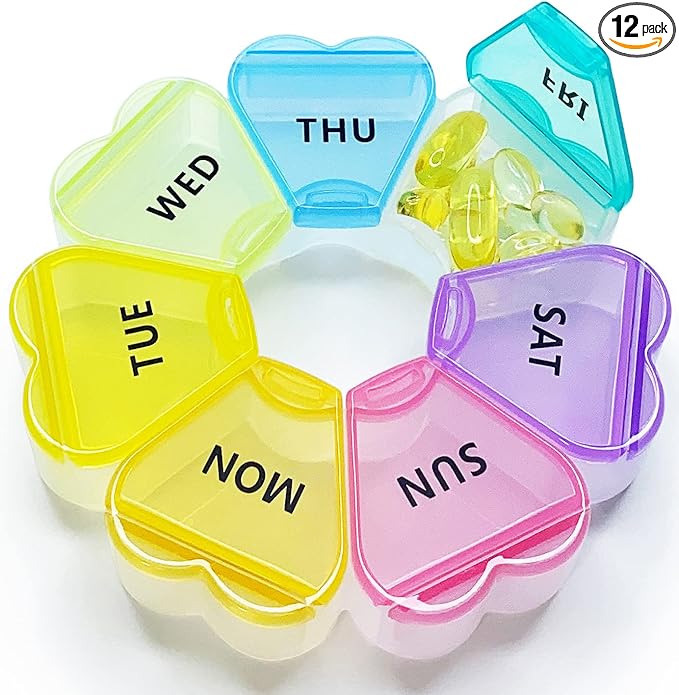 MOLN HYMY Large Weekly Pill Box 7 Day, Pill Case Organizer 1 time a Day, Floral Pill Container Once Daily, Pretty Medicine Dispenser for Vitamin/Fish Oil/Medication/Supplements