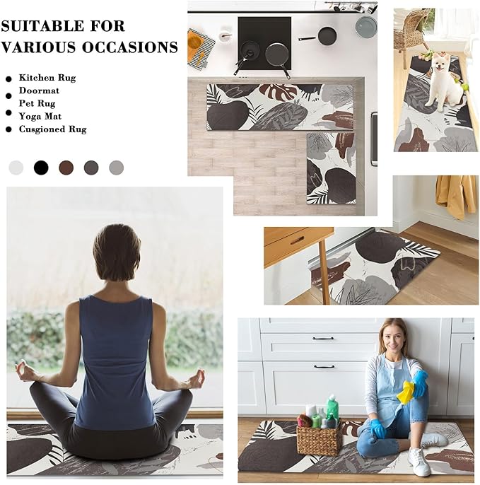 Homcomoda Kitchen Rugs and Mats Set of 2 Non Skid Kitchen Mats for Floor 2 Piece Cushioned Anti Fatigue Kitchen Rugs Sets PVC Comfort Floor Mat for Kitchen Office Sink, B Dark Grey