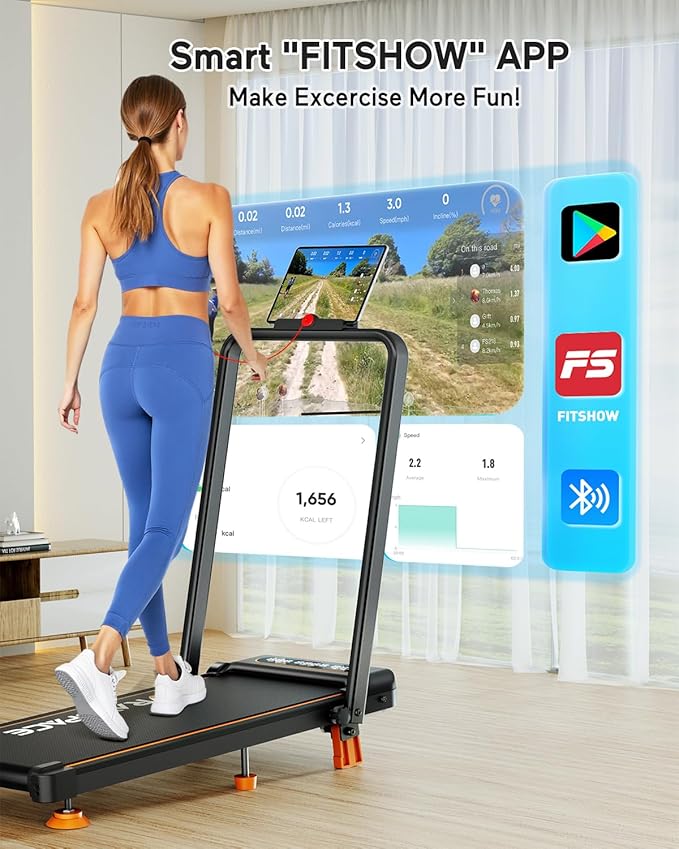 2025 Upgrade Walking Pad Treadmill with 8% Incline & Handle Bar, 3.5HP Portable Treadmill for Home Small, Under Desk Compact Walking Pad 300+lb Capacity, Shock Absorption, 0.6-6mph, Remote, Smart App
