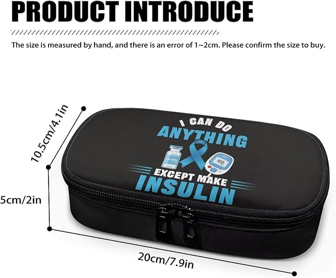 Rnyleeg I Can Do Anythings Diabetic Bags for Supplies Black Insulin Cooler Travel Case Portable Diabetic Travel Case for Insulin Pens Diabetes Supply Case with Handle&Zipper