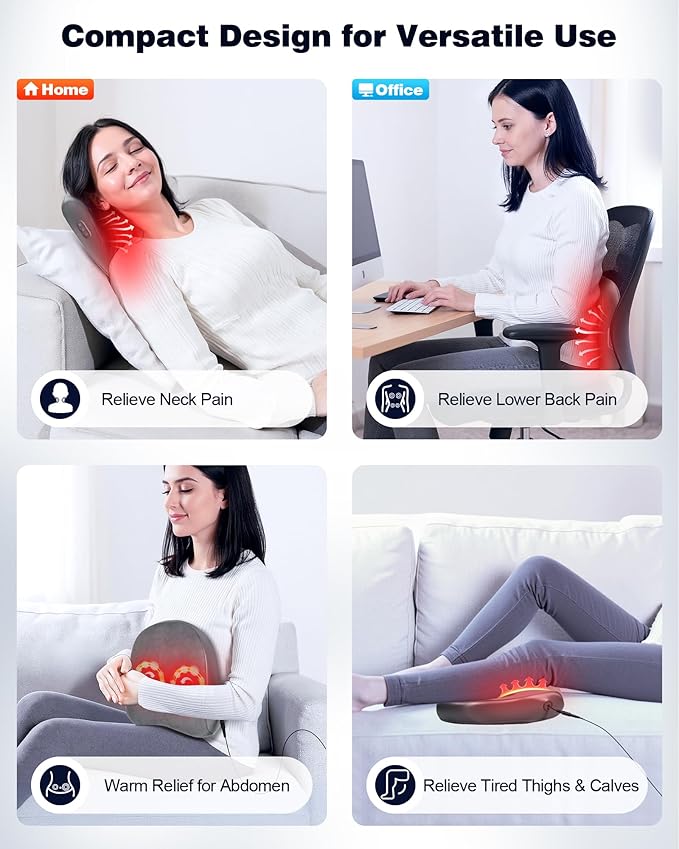 Shiatsu Back and Neck Massager with Heat – Deep Kneading Massage Pillow for Relaxation – Corded Design for Full Body Use – for Your Loved Ones
