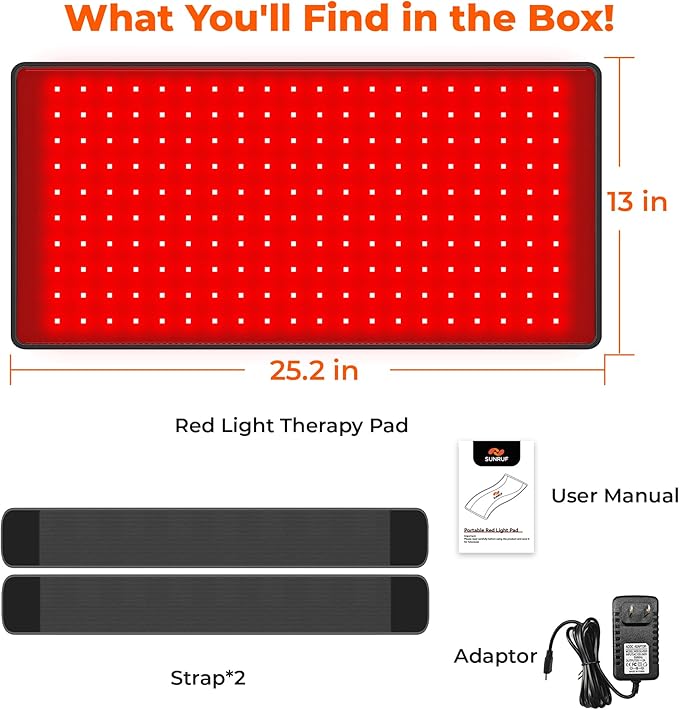 Red Light Therapy for Body, 10000mAh Large Cordless Portable Light Therapy Pad, 660&850nm Infrared Light Therapy for Back Waist Shoulder Knee Joint, Home Outdoor Using, Gifts for Women Men (24.5"x13")