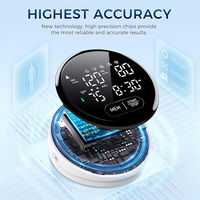 Blood Pressure Monitor Upper Arm Automatic Monitors for Home Use Adjustable 8.7"-16.5" Cuff Voice Broadcast Large Backlit Display 240 Sets Memory with Storage Bag