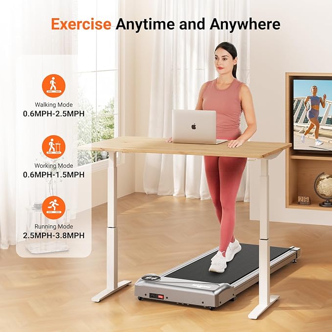 THERUN Walking Pad Under Desk, Portable Mini Treadmill for Home/Office, 2.5HP Jogging Machine with 300 lbs Weight Capacity, Remote Control, LED Display