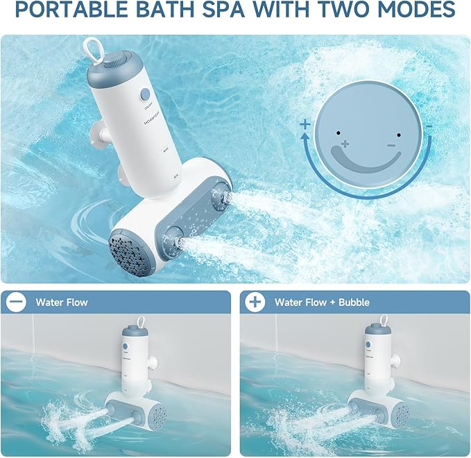 Bath Jets for Tub, Two Modes - Bathtub Jet or Bubble Maker, Portable Bath Spa with Dual Jets, Bath Spa Jets Creates Soothing Bubbles and Massage, Bathtub Accessories for Relaxing Daily Use