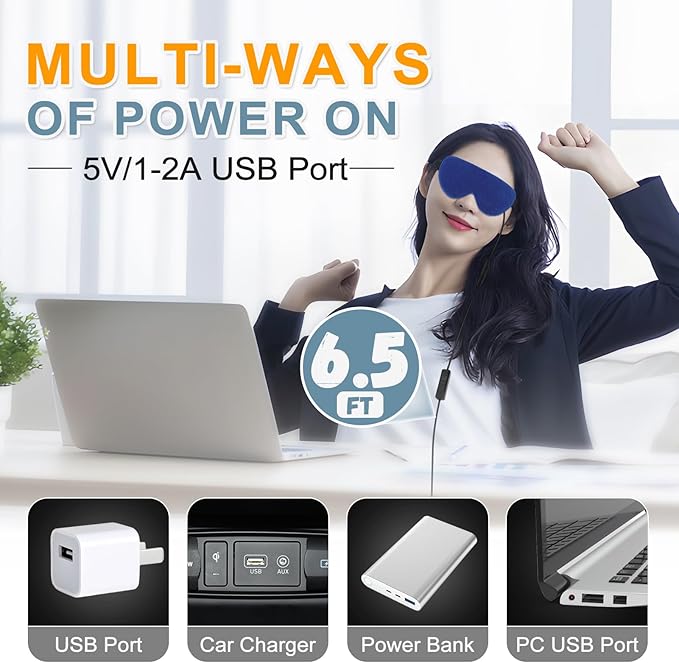 Heated Eye Mask for Dry Eyes, USB Electric Warm Eye Compress Heat Eye Masks with Temperature&Timer Control, Eye Heating Pad for Dry Eyes, Stye Treatment, Chalazion, Blepharitis, MGD, Puffy