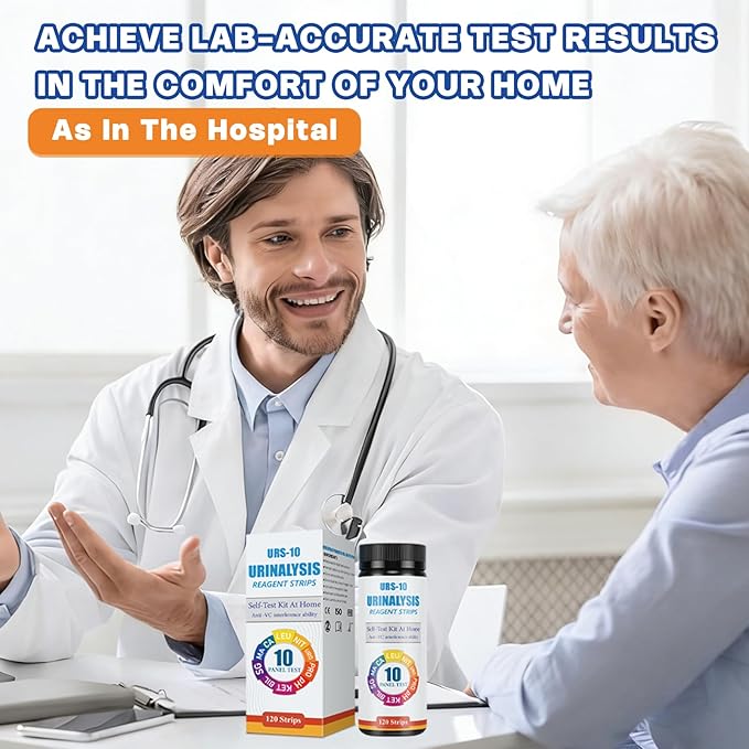 10-in-1 Urine Test Strips - 120 CT | Comprehensive Urinalysis for LEU, NIT, URO, PRO, pH, KET, BIL, SG, Calcium, and Microalbumin | Home Urinalysis Test Strips for Bladder and Urinary Tract Infections