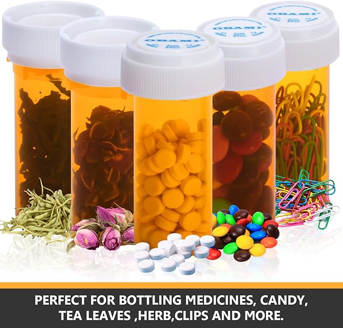 Plastic Empty Pill Bottles with Double Sided Use (Child Resistant & Easy Open) Caps - Medicine Container Pill Cases Dispensers Organizers (16 Dram, 12pcs)