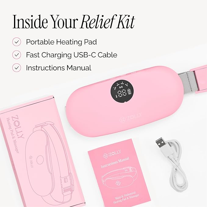 Menstrual Heating Pad for Period Cramps – Portable Heating Pad for Period Cramps Relief with Heat & Massage, Wearable Cordless Warmer for Pain Relief, Rechargeable & Wireless for Women