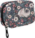 Fustylead Fluffy Cute Birman Cat and Blooming Flower Pill Organizer and Storage Weekly with Zipper, Removable Pill Box Portable Medicine Organizer for Vitamin Fish Oil Supplement