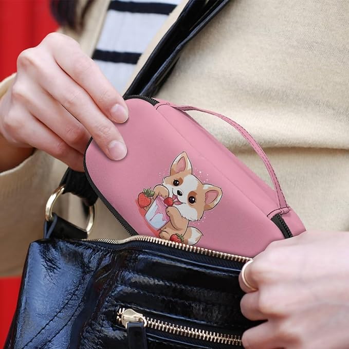 Strawberry Corgi Dog Insulin Cooler Travel Case,Diabetes Carrying Bag for Supplies Keep Medicine Cool While Traveling,Insulin Vial Protector Cooling kit for Storage,Mini Insulated Pack
