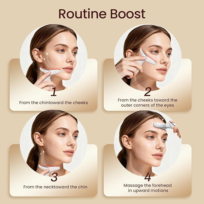 Face and Neck Massager, Handheld Red Light Therapy -7 Color LED Facial Beauty Device with 3 Beauty Modes USB Rechargeable Face Sculpting Wand Tool for Home & Personal Skin Care