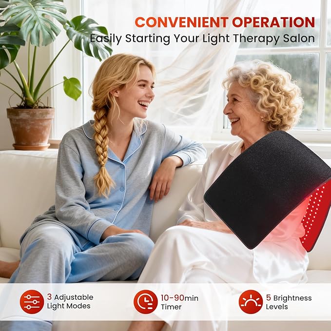 Red Light Therapy Mat for Full Body, Foldable 340 LEDs Near Infrared Light Therapy Pad, 660nm& 850nm 2in1 LEDs Light Blanket, High end Leather, 5 Power Levels UP to 65W, 29.6'x14''