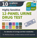 Exploro 12 Panel Urine Drug Test, Drug Test Kit for Multidrug Screen, Accurate 12 Panel Drug Test Urine for 12 Type of Drugs, Easy at Home Drug Tests, DOT Compliant, Peace of mind results (Pack of 10)