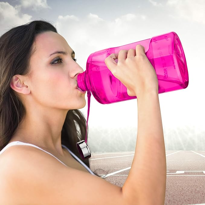 NatureWorks HydroMATE 1 Gallon Motivational Water Bottle with Times to Drink for the Day BPA Free Reusable Big Water Bottle with Handle 1 Gallon Water Bottles with Time Marker 128 oz