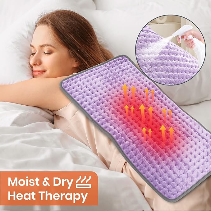 Heating Pad for Back Pain Relief, Heating Pads for Period Cramps with 9 Heat Settings & 4 Timers Auto-off, Machine Washable, Dry & Moist Heat, Soft Electric Heating Pad for Sore Muscles,Gift,12''×24''