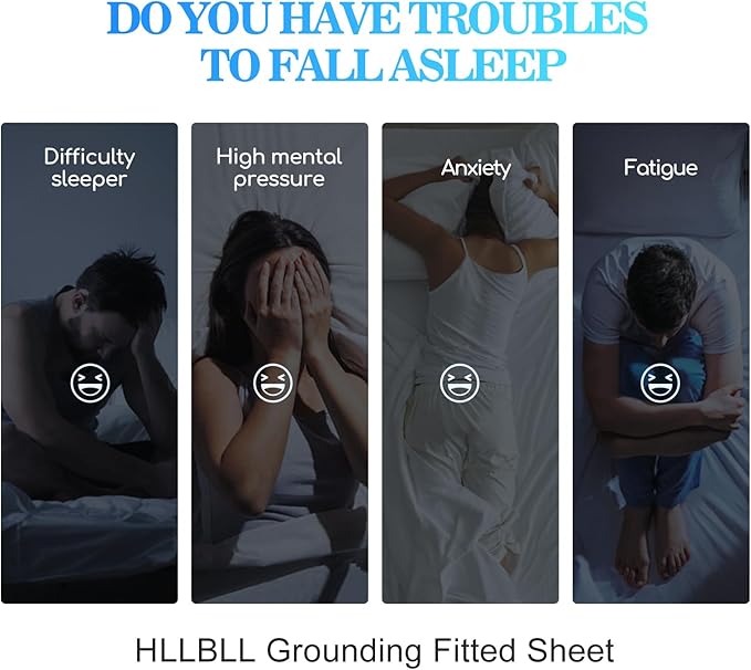 HLLBLL® Grounding Bedding Sheet Set, Bed Sheets and Pillowcase Set, 90% Organic Cotton+10% Pure Silver Organic Fitted Grounded Sheet for Improved Sleep, Pain Relief (White, (78 * 80.2 * 15inch))