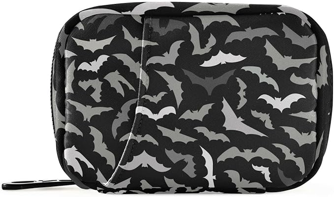 Pill Box Halloween Bats 7 Day Pill Case Travel Pill Organizer Bag with Zipper Portable Weekly Vitamin Medicine Supplement Holder Pouch Bag
