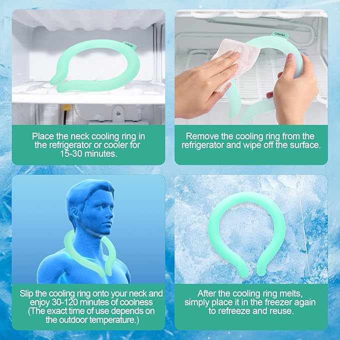 Cooling Neck Wrap with Insulated Bag, Reusable Ice Neck Ring & Body Cooler for Summer Heat, Wearable Cooling Tube Maintains 18°C/64°F for Outdoor, Sports, Travel (Green)