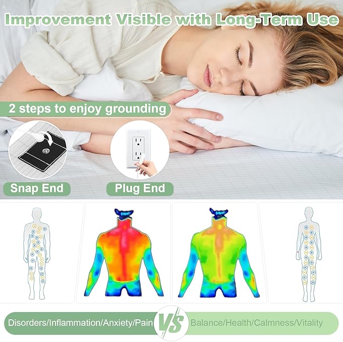 Grounding Sheets King Size Premium Cotton for Healthy Sleep Therapy, Deep Pocket Grounding Fitted Sheets Includes Grounding Cord (Beige, King -76"x80"x14")