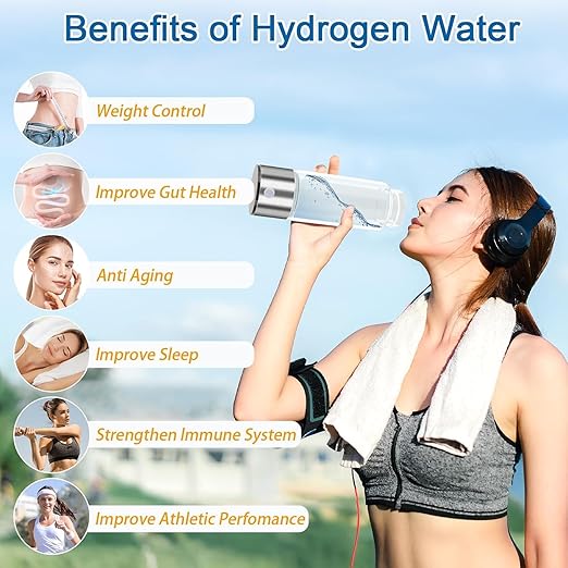 2026 Upgrade Hydrogen Water Bottle, Portable Hydrogen Water Ionizer Machine -SPE PEM Tech, Rechargeable Hydrogen Rich Water Glass Bottle for Travel, Gifts for Women, Christmas Gifts, Gifts Idea