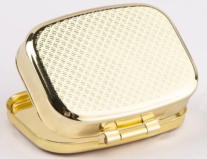 Happy Pills Pill Organizer Cute Metal Pill CasePortable Compact Pill Box Pill Container to Hold Tylenol/Vitamins/Fish Oil/Supplements/Meds/Tablet for Purse/Pocket(Upgraded with Mirror)