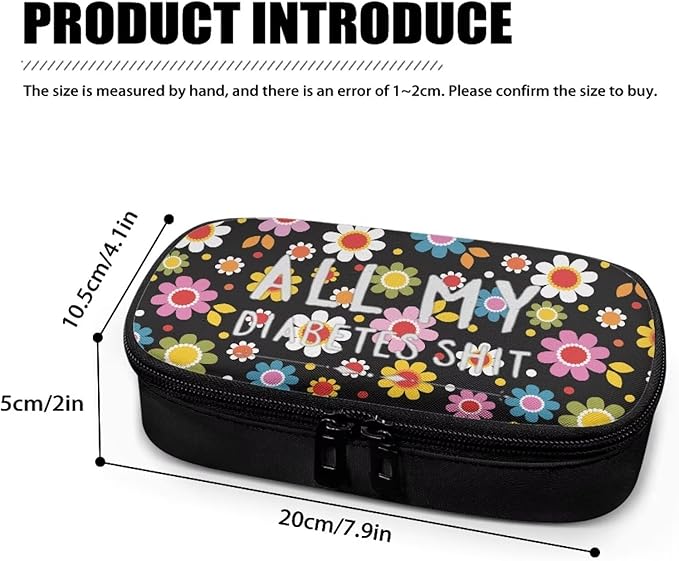 Rnyleeg Insulin Travel Case - Cartoon Flower Diabetic Bags for Women - Reusable Bag for Diabetes Travel with Insulin Pens
