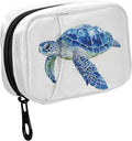 Fustylead Watercolor Hand Draw Blue Sea Turtle Pill Organizers 2 Times A Day Pill Case Bag with Zipper Portable Weekly Pill Dispensers for Vitamin Supplement